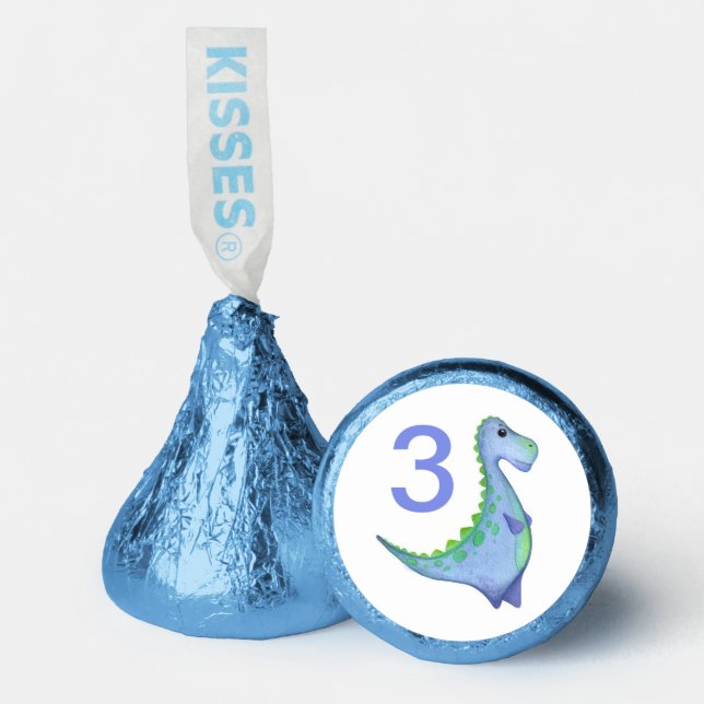Dino Birthday Party Add Age Cute Hershey®'s Kisses® (Front)