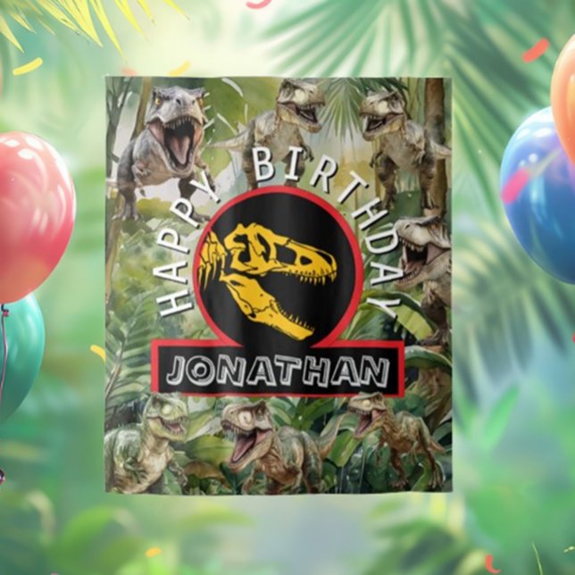  Dino Birthday Party backdrop (Create unforgettable memories as your little ones explore a prehistoric adventure. Get yours today!)