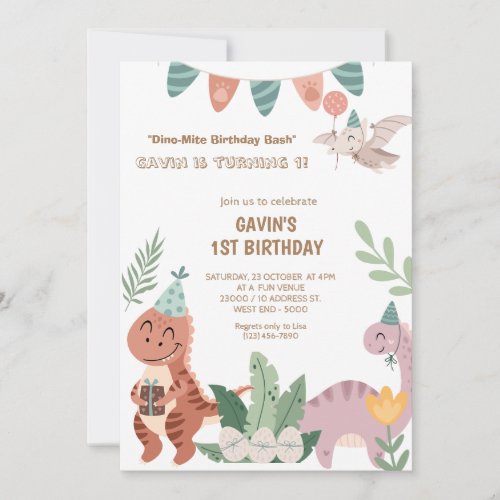 Dino Birthday Party Boho  Invitation