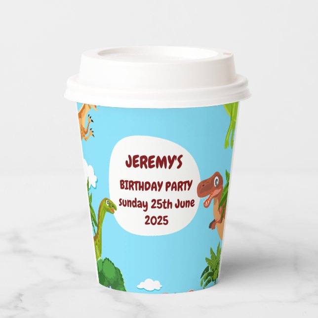 Dino Birthday Party Paper Cups (Front)