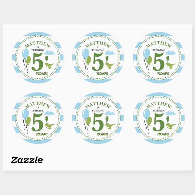Dino Birthday Party Personalized Sticker (Sheet)