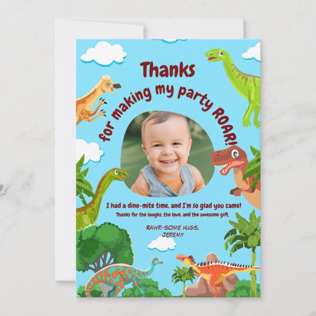 Dino Birthday Thank You Card – Kids (Front)