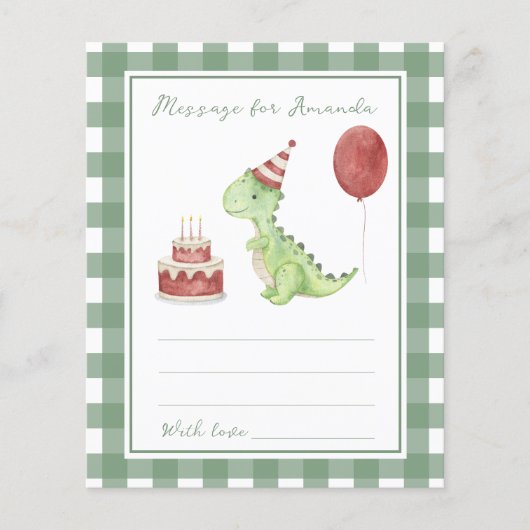 Dino birthday time capsule message (Front)