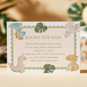 Dino Boy Baby Shower Books for Baby Enclosure Card