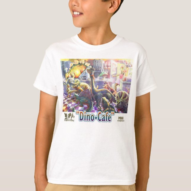 Dino Cafe Dinosaur lunch Line T-Shirt (Front)