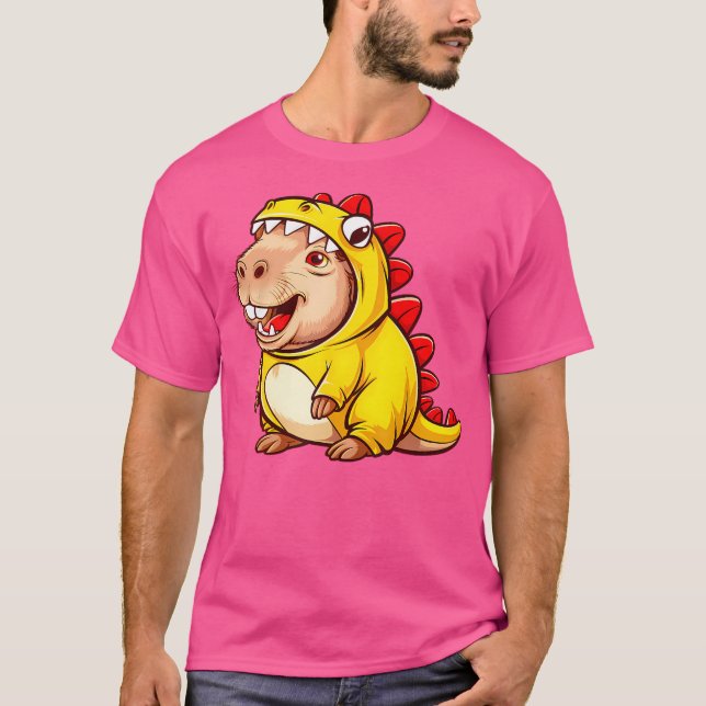 Dino Capybara Groovy Halloween Capy Capybara Dinos T-Shirt (Front)