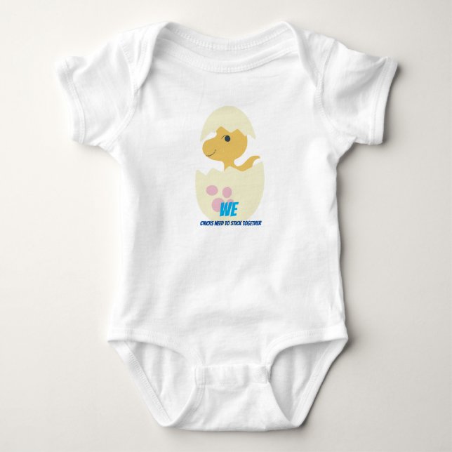 Dino Chick 2 Baby Fine Jersey T-Shirt Bodysuit (Front)