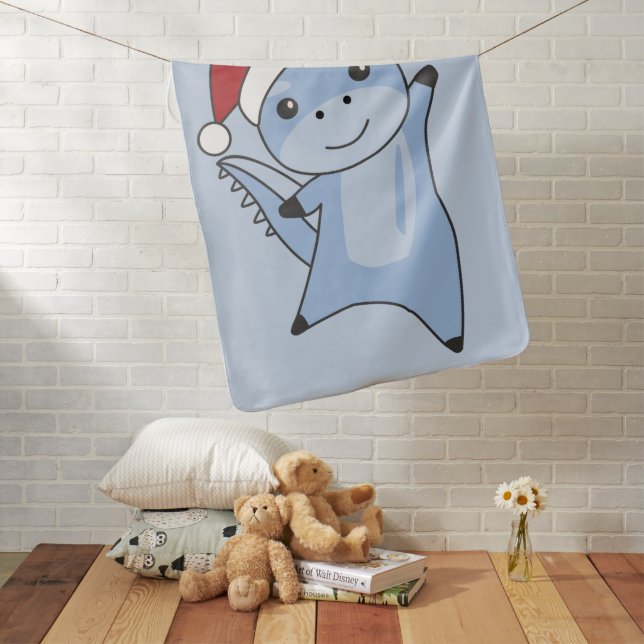 Dino Christmas Dinos Winter Animals Baby Blanket (In Situ)