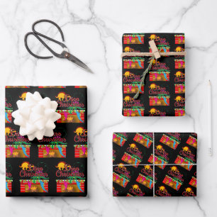 Dino Christmas - Dinosaur Stockings Wrapping Paper Sheets