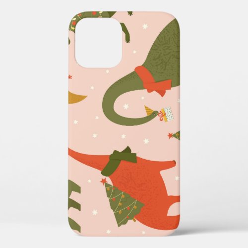 Dino Christmas Party Tree Rex iPhone 12 Case