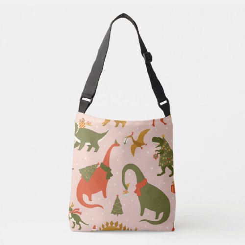 Dino Christmas Party Tree Rex Crossbody Bag