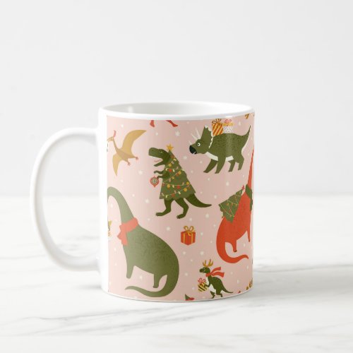 Dino Christmas Party Tree Rex Dinosaur in Santa h Coffee Mug