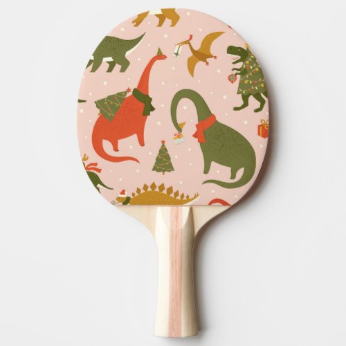 Dino Christmas Party Tree Rex Ping Pong Paddle
