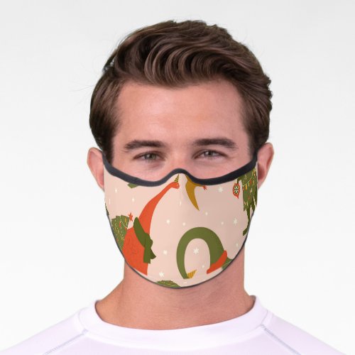 Dino Christmas Party Tree Rex Premium Face Mask