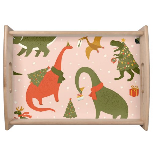 Dino Christmas Party Tree Rex Serving Tray