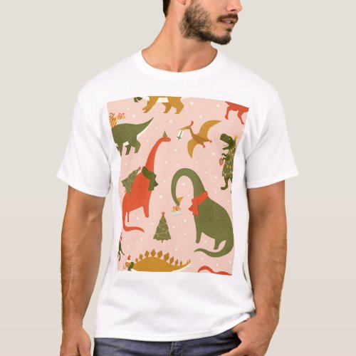 Dino Christmas Party Tree Rex T_Shirt