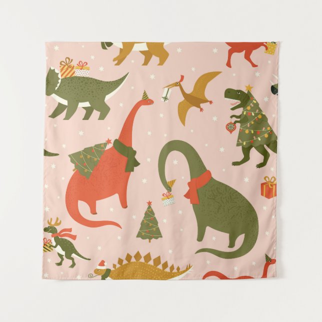 Dino Christmas Party: Tree Rex Tapestry (Front)