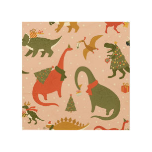Dino Christmas Party: Tree Rex Wood Wall Art