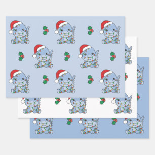 Dino Christmas Winter Animals Holiday Dinos Wrapping Paper Sheets