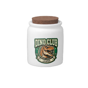 Dino Club T-Rex Vintage Emblem Personalized Candy Jar