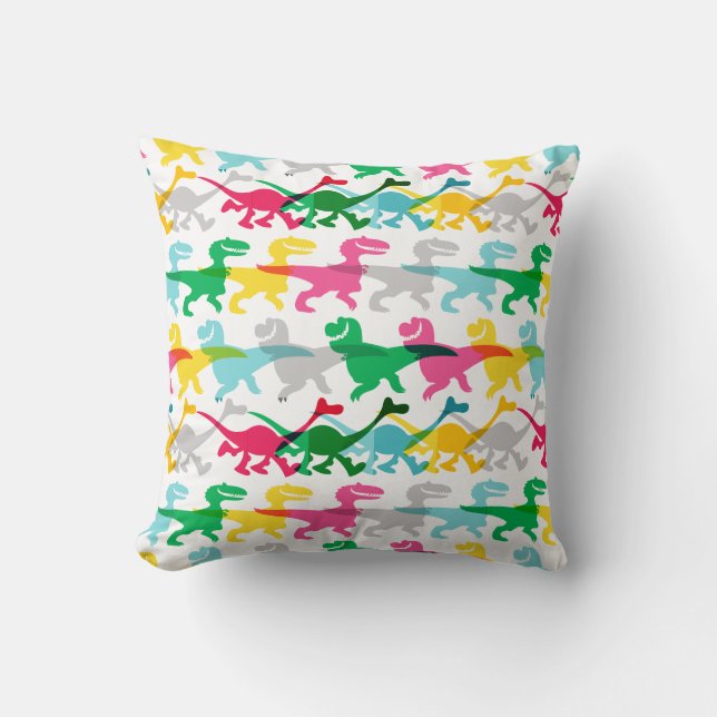 Dino Color Pattern Throw Pillow (Front)
