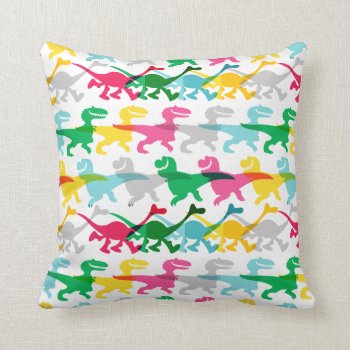 Dino Color Pattern Throw Pillow by gooddinosaur at Zazzle