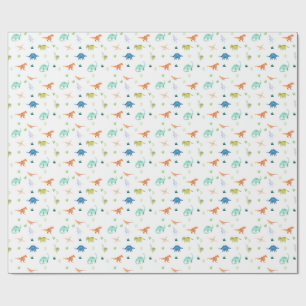 Dino Colorful Dinosaur Birthday Wrapping Paper