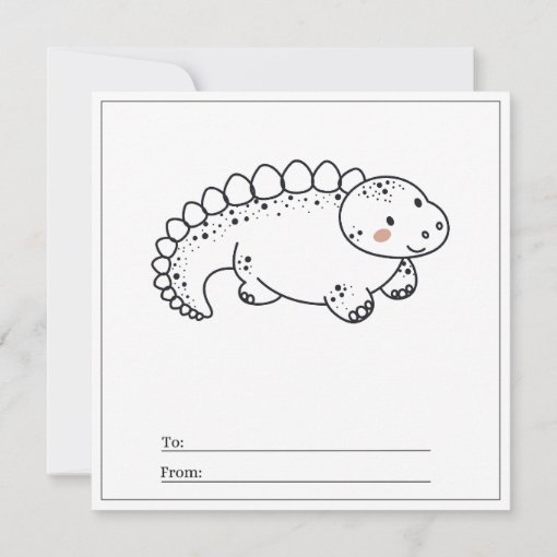 Dino Coloring Page Boy Card Happy Valentine's Day | Zazzle