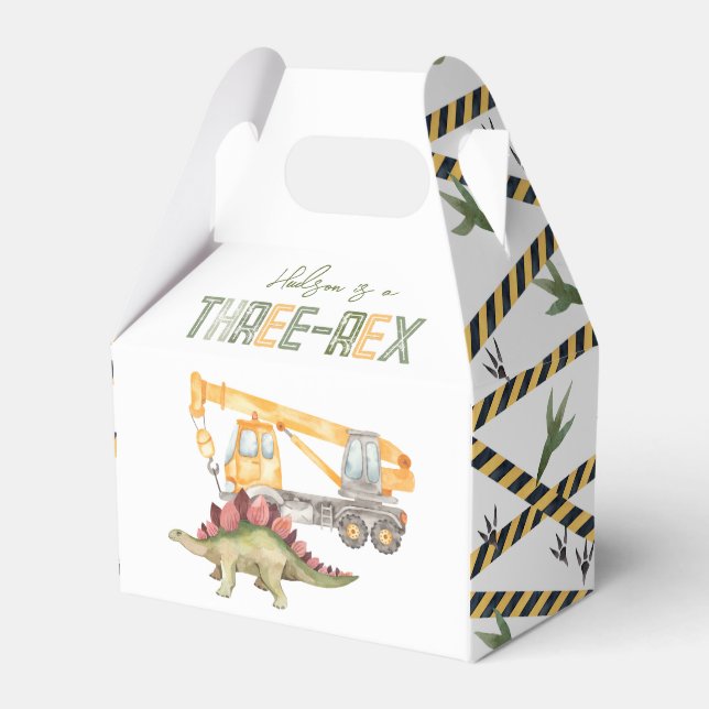 Dino Construction Party Favor Box (Front Side)