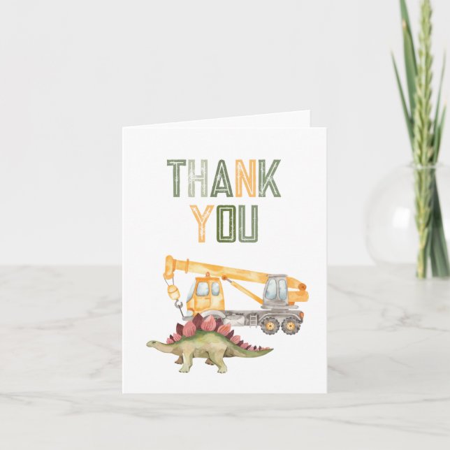 Dino Construction Thank You Card (Front)