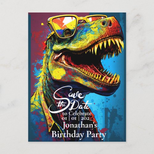 Dino Cool T_Rex Save the date  Postcard