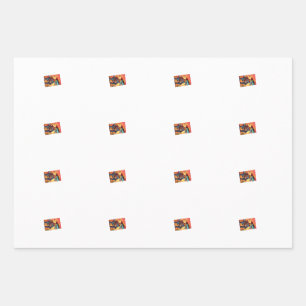 Dino Cowboy Wrapping Paper Flat Sheet Set of 3