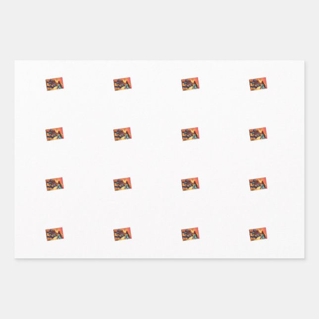 Dino Cowboy  Wrapping Paper Flat Sheet Set of 3 (Front)