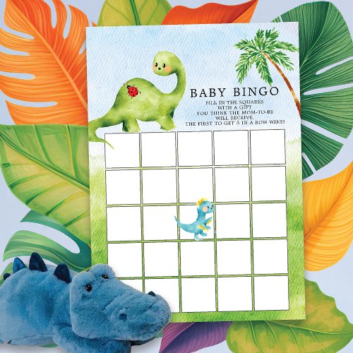 Dino Delight Baby Shower Bingo Game  Invitation