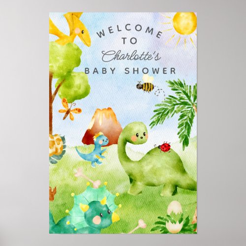 Dino Delight Baby Shower Welcome Sign
