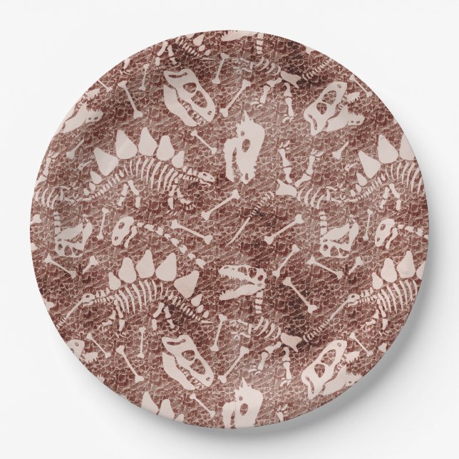 Dino Dig brown   Paper Plates (Front)