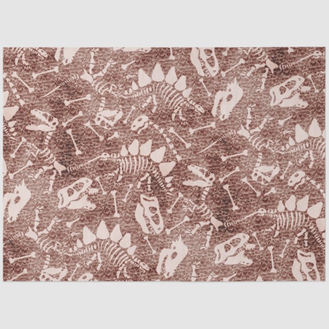 Dino Dig Dino bones brown  Tissue Paper (Front)