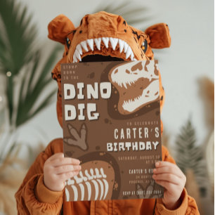 Dino Dig Dinosaur Excavation Birthday Party Invitation