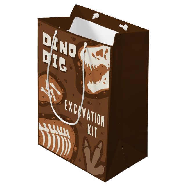 Dino Dig Dinosaur Excavation Kit Party Gift Bag (Front Angled)