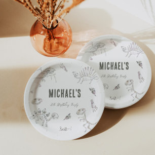 Dino Dig Round Birthday  Paper Plates
