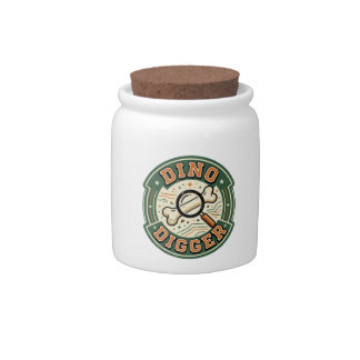 Dino Digger Vintage Badge Dinosaur Bone Hunter Candy Jar