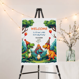 Dino Dinosaur Birthday Party Welcome Signs