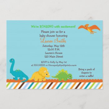 Dino Dinosaur Boys Baby Shower Invitation by Petit_Prints at Zazzle