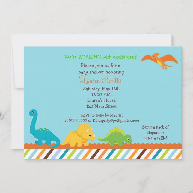 Dino Dinosaur Boys Baby Shower Invitation (Front)
