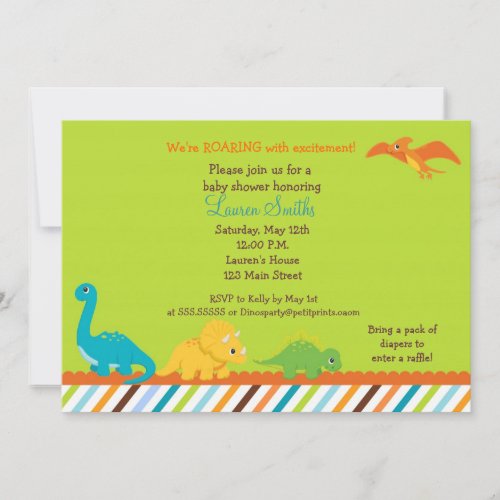 Dino Dinosaur Boys Baby Shower Invitation