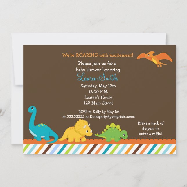 Dino Dinosaur Boys Baby Shower Invitation (Front)