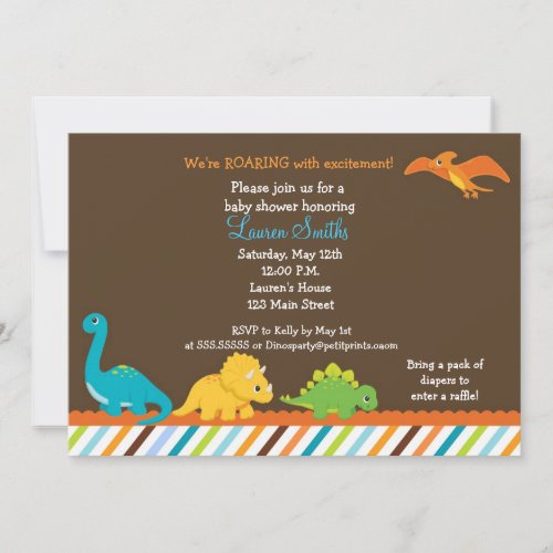 Dino Dinosaur Boys Baby Shower Invitation