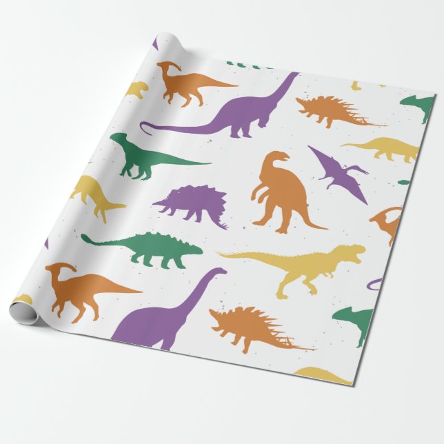 Dino Dinosaur Bunt Children Wrapping Paper (Unrolled)