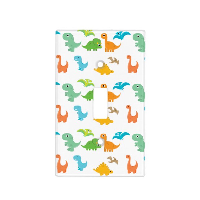 Dino Dinosaur Colorful Lizard T-rex Nursery Decor Light Switch Cover (Front)