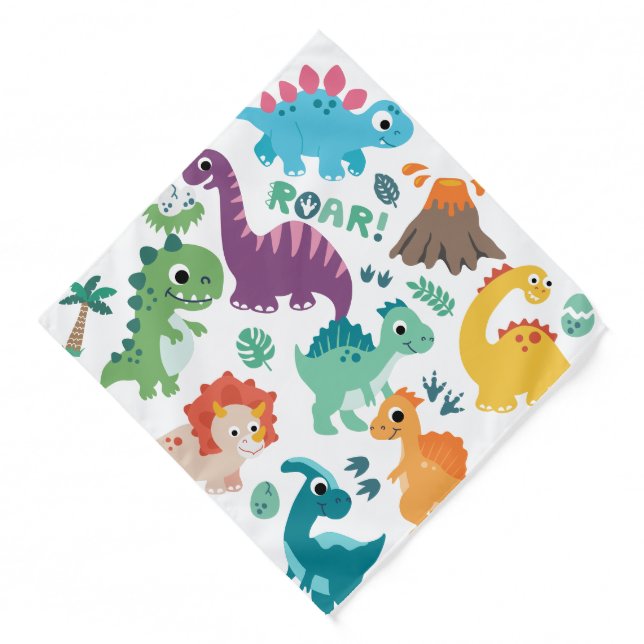 Dino Dinosaur pattern Kids Baby Shower Birthday Bandana (Front)